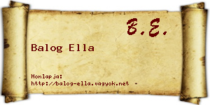 Balog Ella névjegykártya